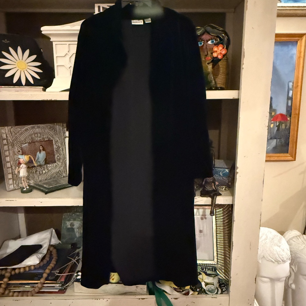 Chico's size 2 lot of 2 coat black velvet duster open cardigan tweed Large - Picture 4 of 5